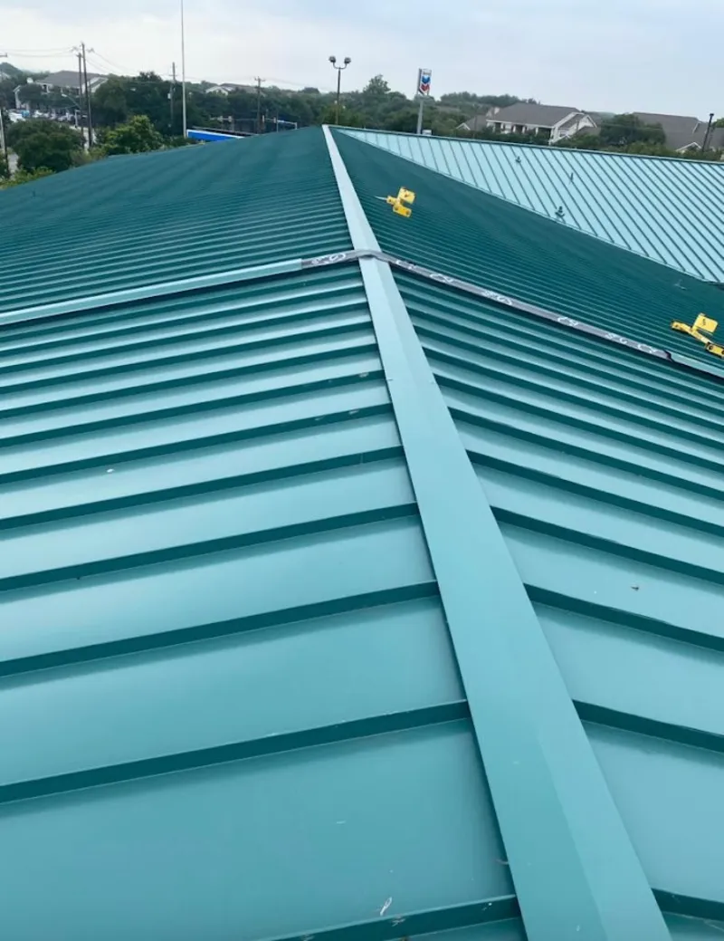 Green commercial metal roof ridge and valley for Metal Roof Repair in Chesapeake